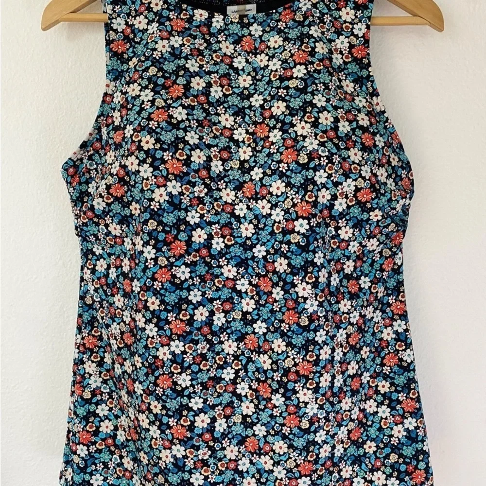 Lands End Swim Top Beach Resort Womens 8 Black Floral Built In Padded Bra - Picture 2 of 8